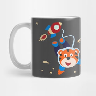 Space tiger or astronaut in a space suit with cartoon style Mug